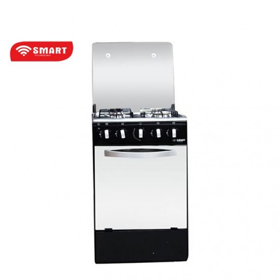 SMART TECHNOLOGY Cuisinière à Gaz - 4 Feux Avec Four - STC-5050B - 50 X 50 Cm - Blanc/Noir