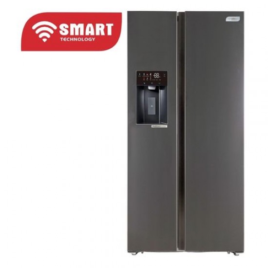 SMART TECHNOLOGY Réfrigérateur Combiné Américain 2 Battants NOFRST INVT SMART 490L + Fontaine (STCB-633WS)-Gris SMART TECHNOLOGY Réfrigérateur Combiné Américain 2 Battants NOFRST INVT SMART 490L + Fontaine (STCB-633WS)-Gris