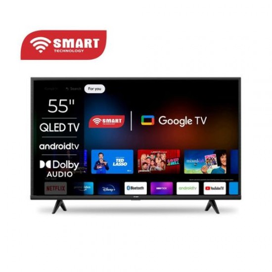 SMART TECHNOLOGY TV 55" Google TV QLED (STT-5599K) 4K ULTRA HD / HDR / NETFL- YOUTUBE- PRIME VIDEO-WIFI / Noir