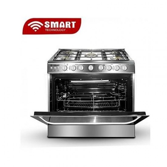 SMART TECHNOLOGY CUISINIERE A GAZ INOX - STC-9060FE - 5 FEUX 90×60 Allumage Automatique