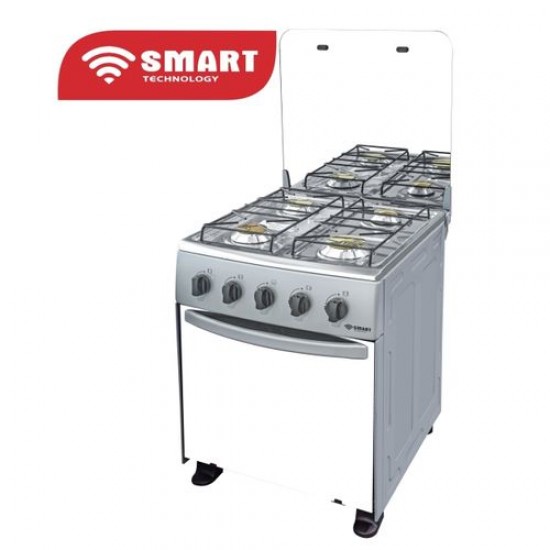 SMART TECHNOLOGY Cuisinière à Gaz - 4 Feux Avec Four - STC-5050SA - 50 X 50 Cm – Inox