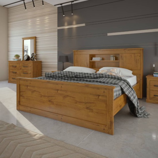 Rustic chambre a coucher lit+2 chevets+coiffeuse (rovere soft)