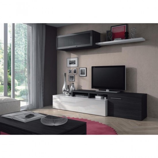 Nexus meuble tv mural contemporain – gris cendre blanc