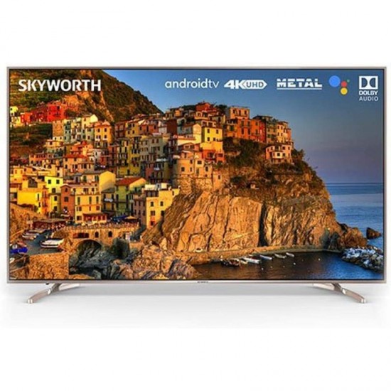 Skyworth, TV 75 pouces, TV LED 4K UHD, Android, 75SUC8100, argent, dimensions (lxpxh) cm : 168 x 12 x 102cm