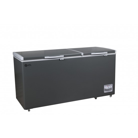 CONGELATEUR HORIZONTAL ATL/ 549L/ 02 PORTES/ SERRURE/ 02 PANIERS/ INOX&SILVER/CFATL-620