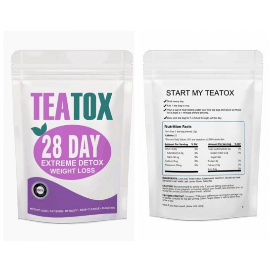 Teatox: Thé Détox Amincisante , Thé  Minceur En 28 Jours  - 28 Sachets 