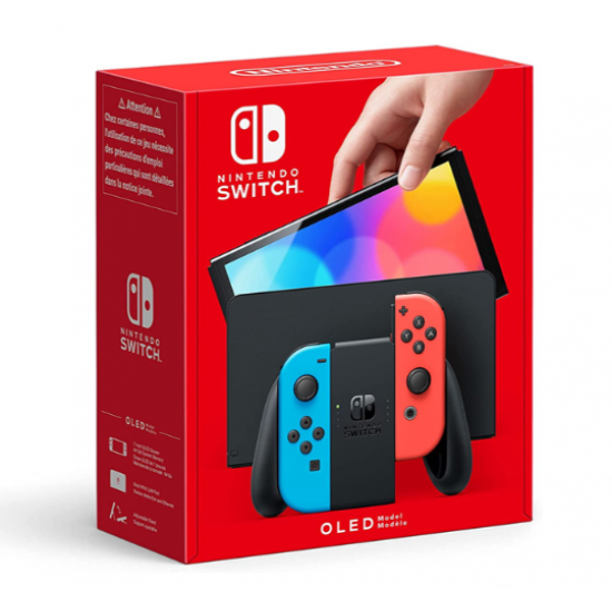 Console Nintendo Switch (Modèle OLED) avec Manettes Joy-Con Bleu Néon/Rouge Néon