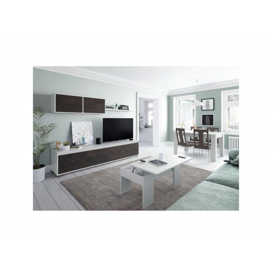 Alida meuble tv mural contemporain – noir granite et blanc 0x6663a